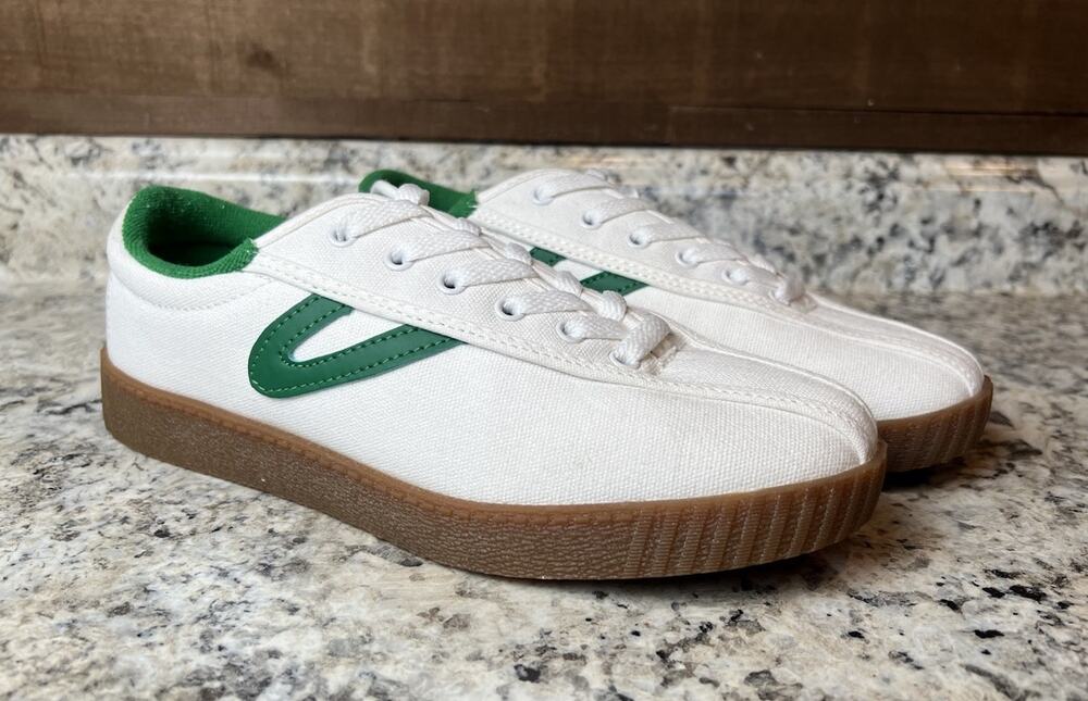 Tretorn Nylite Icon Sneaker White Green Women’s Size 7 Canvas Retro Tennis Shoes